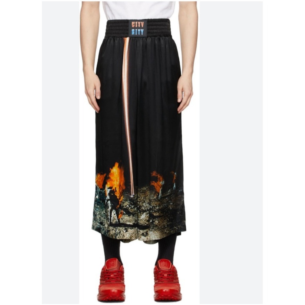 NWT Paco Rabanne City City Wide Leg Crop Pant Silky Black Flaming Astronauts XS